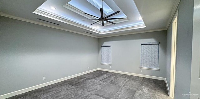 4609 Resaca N St, Harlingen, TX 78552 - spare room with a tray ceiling, crown molding, recessed lighting, and ceiling fan