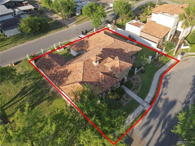 aerial view with a residential view