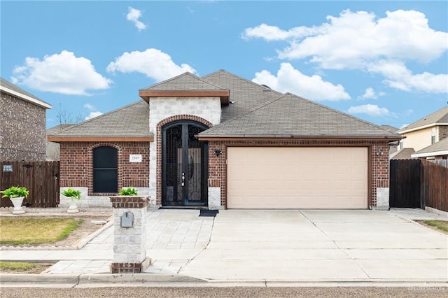 view of front of property with a garage