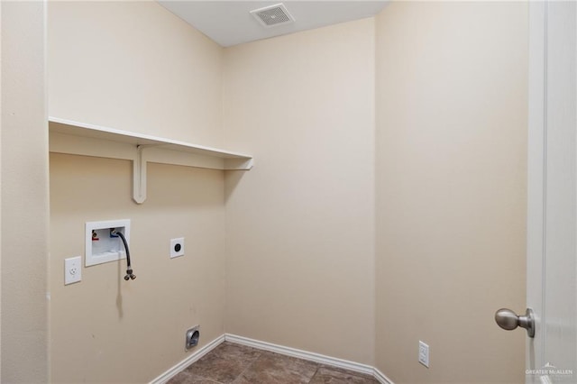 clothes washing area with electric dryer hookup and hookup for a washing machine