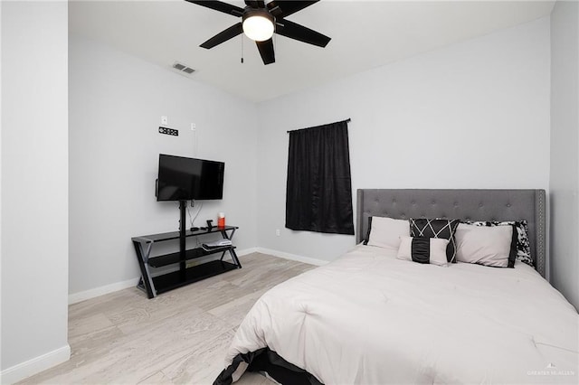 3306 Lauren Dr, Palmview, TX 78574 - bedroom with a ceiling fan, visible vents, wood finished floors, and baseboards