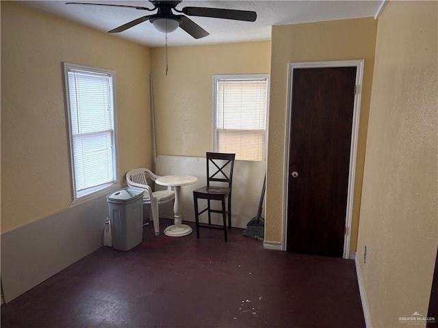 interior space featuring plenty of natural light and ceiling fan