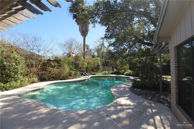 view of swimming pool featuring a patio area