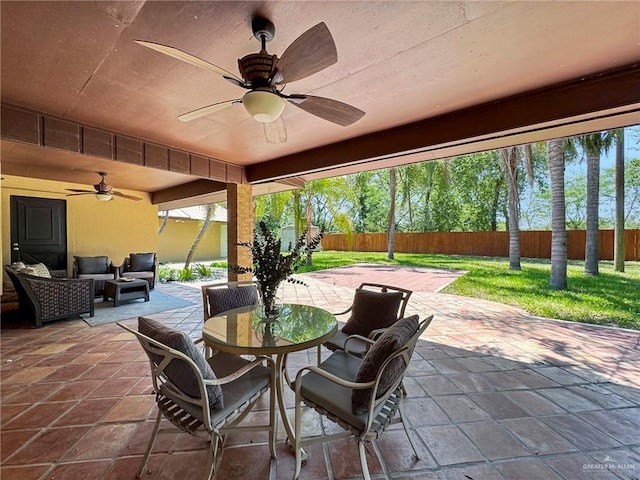 view of patio / terrace with outdoor lounge area and ceiling fan