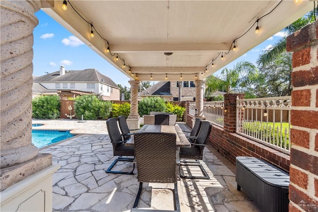 view of patio featuring a fenced in pool