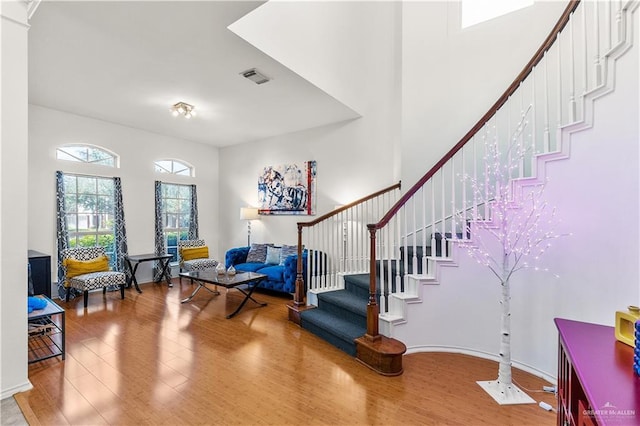 foyer with wood-type flooring