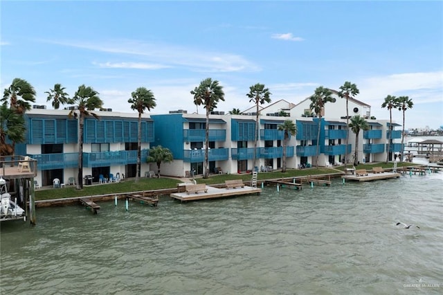 view of water feature featuring a dock