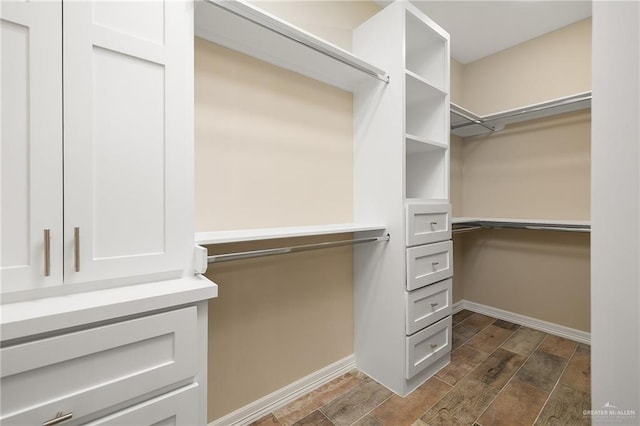 spacious closet featuring wood finish floors