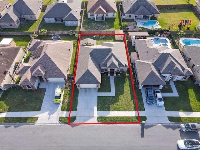 birds eye view of property featuring a residential view