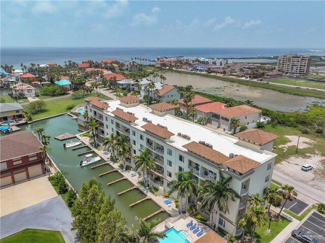 5909 Padre Blvd Unit 201, South Padre Island, TX 78597 - aerial view of a large body of water and apartment complex
