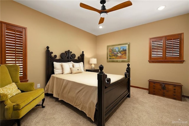 1509 Duke Ave, Mcallen, TX 78504 - bedroom featuring light carpet, recessed lighting, and ceiling fan