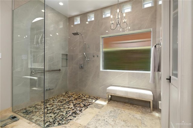 1509 Duke Ave, Mcallen, TX 78504 - bathroom featuring a walk in shower and tile walls