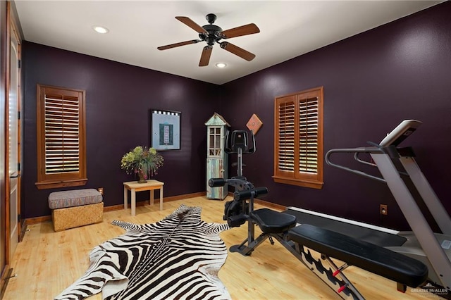 1509 Duke Ave, Mcallen, TX 78504 - workout area with wood finished floors, recessed lighting, and a ceiling fan