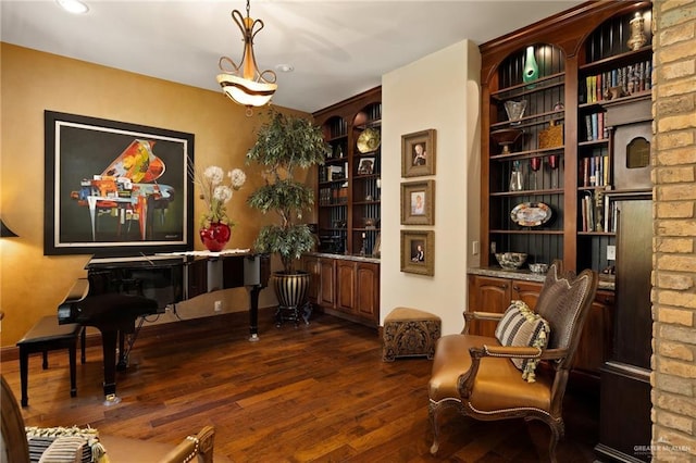 1509 Duke Ave, Mcallen, TX 78504 - living area featuring dark wood finished floors and built in shelves
