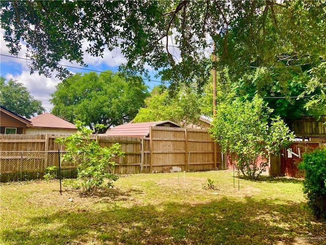 view of yard featuring a fenced backyard