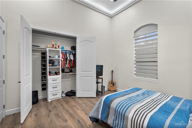 1620 Stonegate Dr, Mission, TX 78574 - bedroom with wood finished floors, a closet, and baseboards