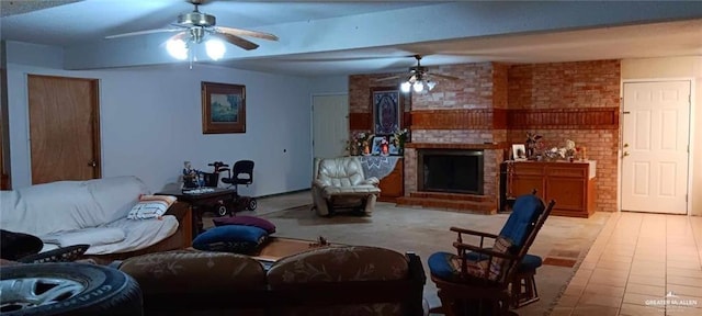 5906 N Brushline Rd, Mission, TX 78574 - living room with ceiling fan and a fireplace