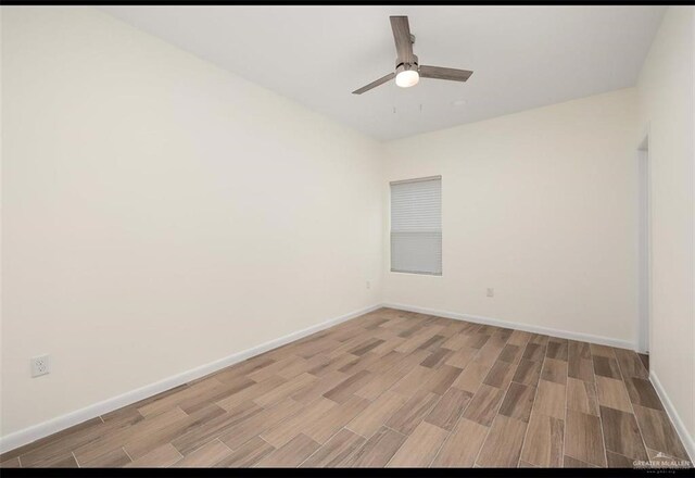 2913 E Israel Ave, Alton, TX 78573 - empty room featuring light wood-type flooring, ceiling fan, and baseboards