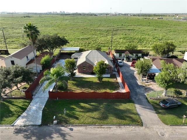 aerial view with a rural view