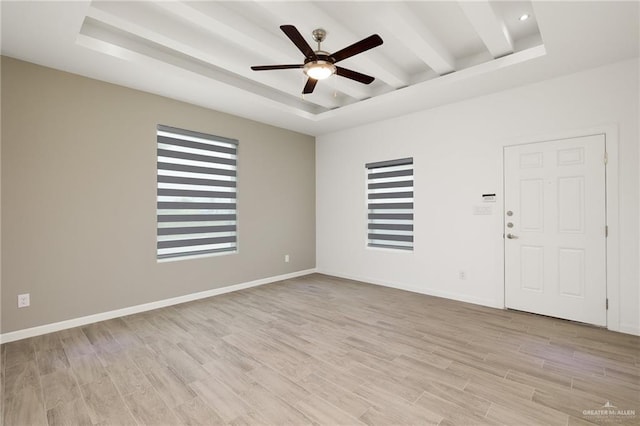 220 W Campeche Ave, Alton, TX 78573 - spare room with a tray ceiling, ceiling fan, and light wood-type flooring