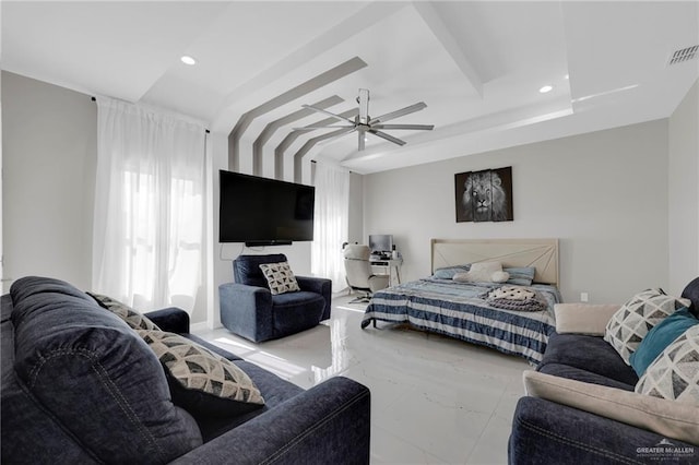 2000 Providence Ave, Mcallen, TX 78504 - bedroom with marble finish flooring, recessed lighting, and a ceiling fan