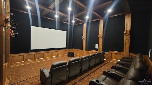 view of carpeted home theater room