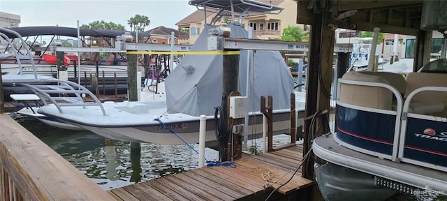 view of dock featuring a water view