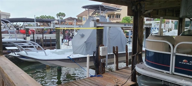 dock area featuring a water view