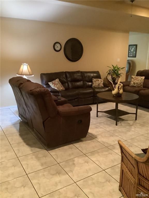 view of tiled living room