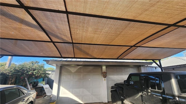 garage with a carport