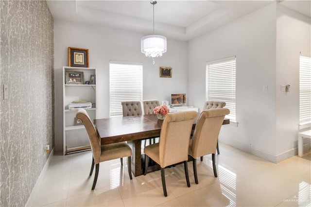 view of tiled dining space