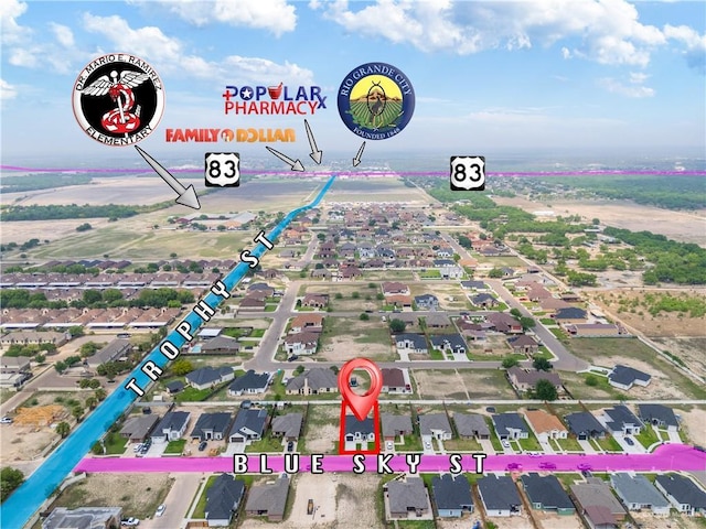 aerial view featuring a residential view