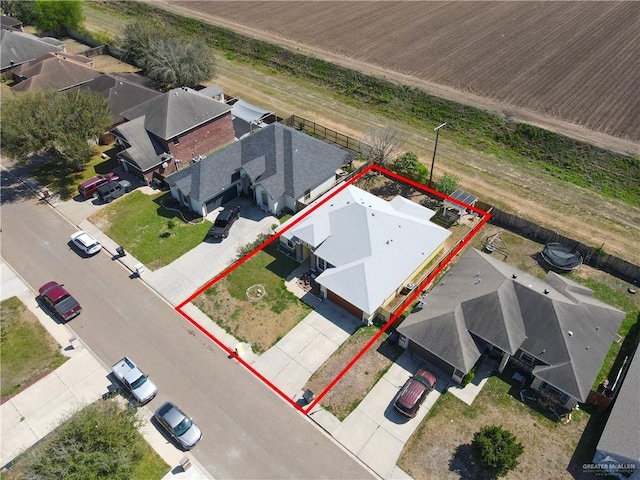 birds eye view of property featuring a residential view