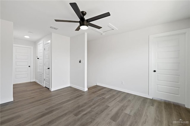 3400 Ozark Ave, Mcallen, TX 78504 - unfurnished bedroom featuring ceiling fan, visible vents, baseboards, and wood finished floors