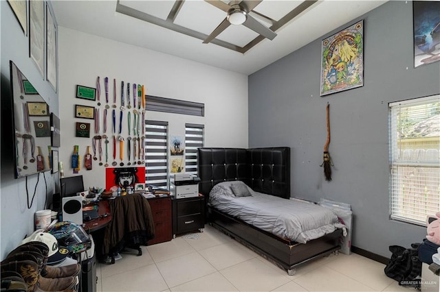 4000 Eucaliptus Ave, Mcallen, TX 78501 - bedroom with light tile patterned floors, ceiling fan, and a desk