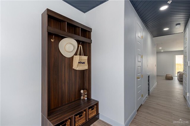 mudroom with light wood-type flooring