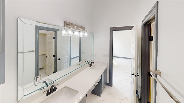 513 E Hawk Ave, Pharr, TX 78577 - full bath featuring marble finish flooring and double vanity