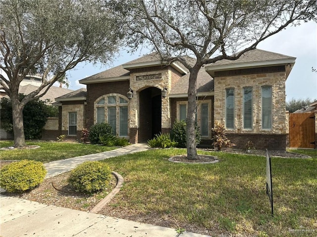 view of front facade with a front lawn