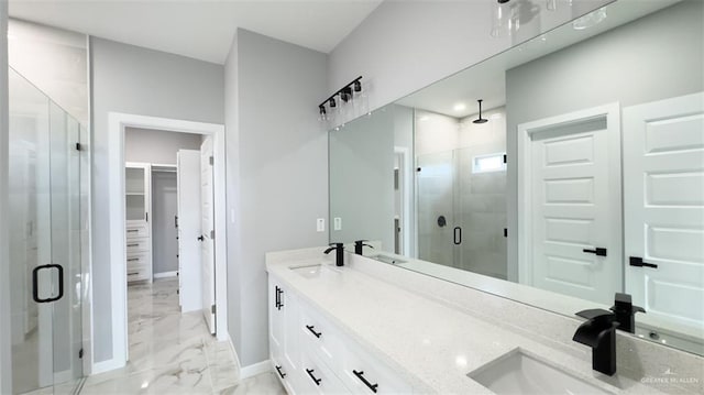 bathroom featuring vanity and walk in shower