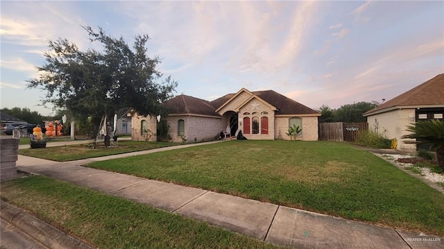 view of front of house featuring a yard