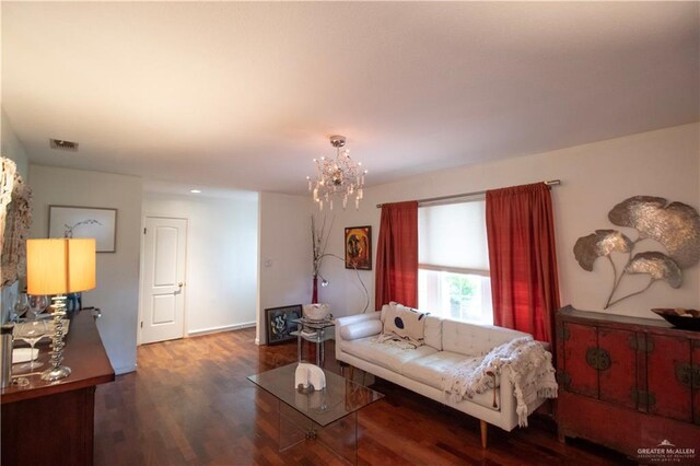 513 S Cynthia St, Mcallen, TX 78501 - living area with a chandelier and wood finished floors