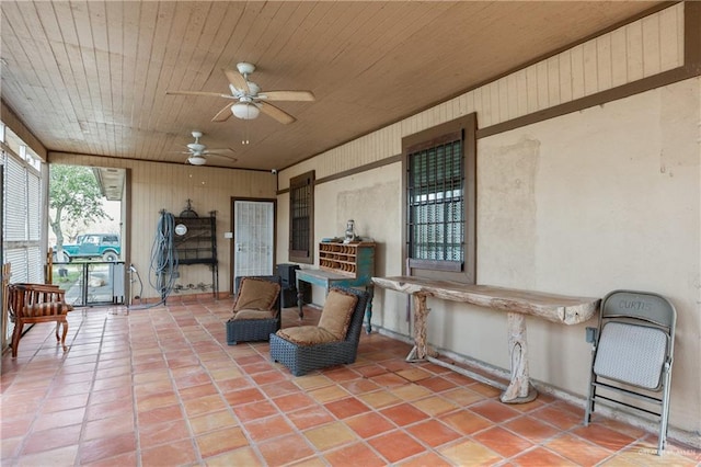 view of patio featuring ceiling fan