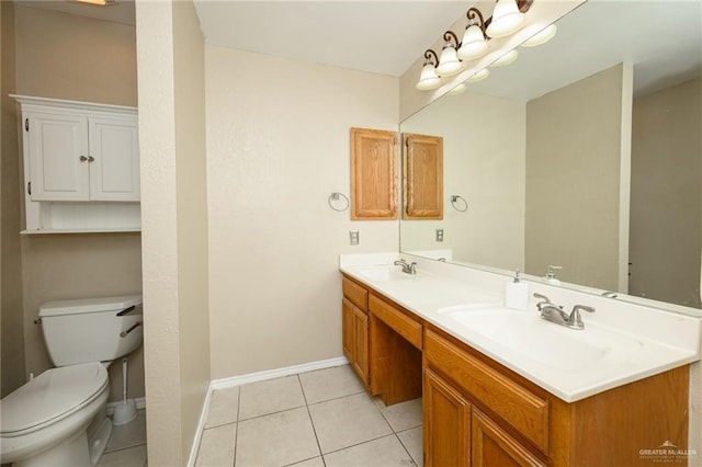1905 N 8th St, Harlingen, TX 78550 - bathroom with double vanity, baseboards, toilet, and tile patterned flooring