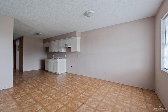 6614 Simon Place Ave, Brownsville, TX 78526 - spare room with healthy amount of natural light, a textured ceiling, a sink, light flooring, and baseboards