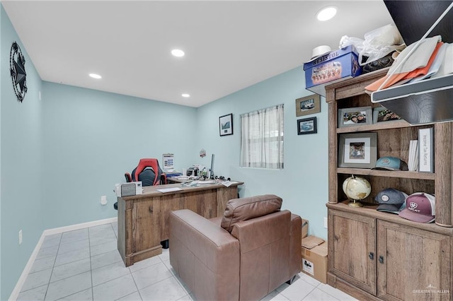 2310 Kim Marie Ave, Mission, TX 78574 - home office with light tile patterned floors, recessed lighting, and baseboards