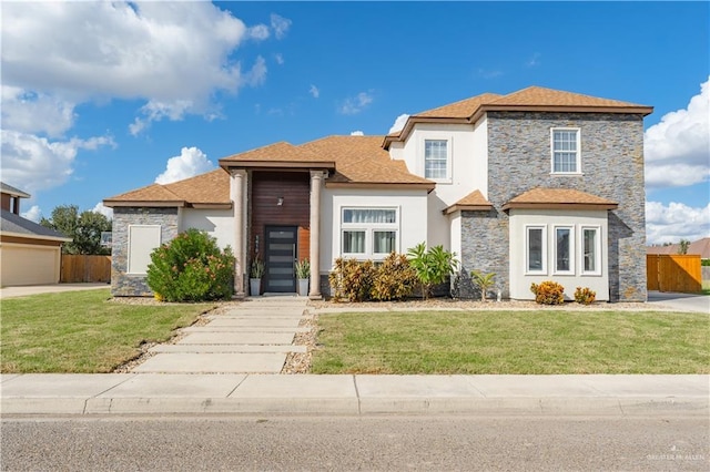 view of front of house with a front lawn