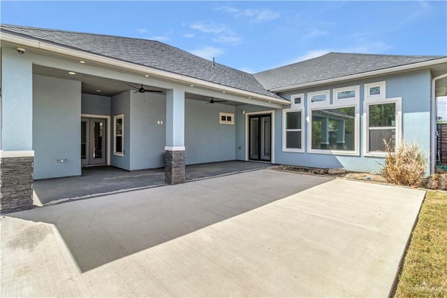 202 Constellation Dr E, Pharr, TX 78577 - view of patio / terrace featuring ceiling fan and french doors