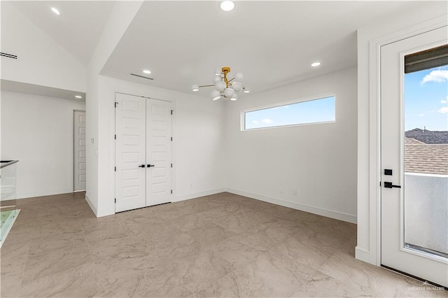 4916 N 26th St, Mcallen, TX 78504 - spare room with a chandelier, recessed lighting, and baseboards