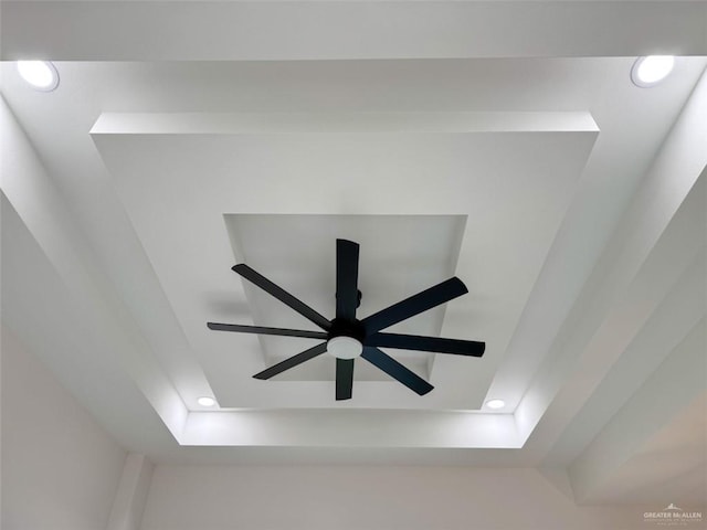 interior details featuring recessed lighting and ceiling fan