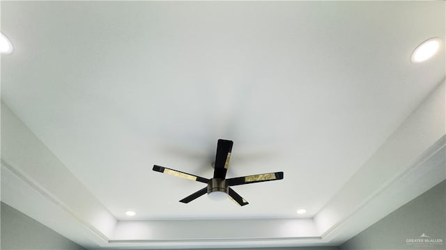 interior details featuring recessed lighting and ceiling fan